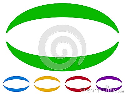 Oval frames - borders in five colors. Colorful design elements. Vector Illustration