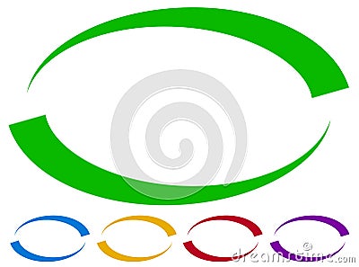 Oval frames - borders in five colors. Colorful design elements. Vector Illustration