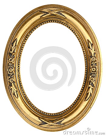 Oval Gold Picture Frame Stock Photo