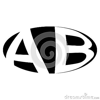 Oval logo double letter A B two letters ab ba Vector Illustration