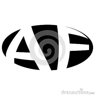 Oval logo double letter A F two letters af fa Vector Illustration