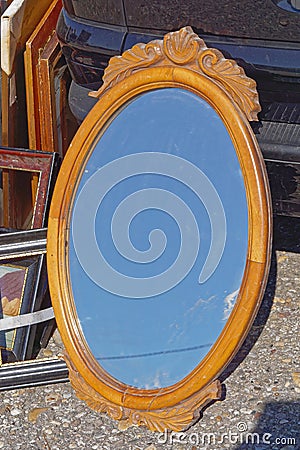 Oval mirror Stock Photo