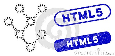 Oval Mosaic Binary Tree with Distress Html5 Stamps Stock Photo