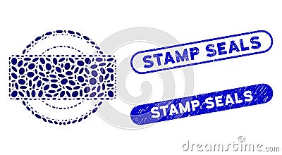 Oval Mosaic Round and Rectangle Frame with Grunge Stamp Seals Watermarks Vector Illustration