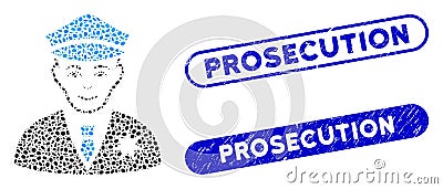 Oval Mosaic Sheriff with Textured Prosecution Seals Vector Illustration
