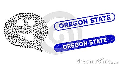 Oval Mosaic Tongue Smiley Message with Distress Oregon State Stamps Stock Photo