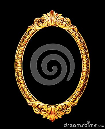 Oval old mirror frame isolated Stock Photo