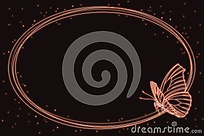 Oval outline frame with butterfly Stock Photo