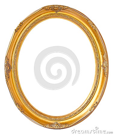 Oval photo bronze wooden frame isolated on white background Stock Photo