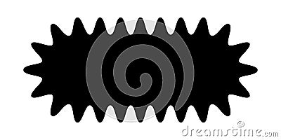 Oval rectangle form with wavy edges. Rectangular shape with wiggly borders. Empty text box, sticker, tag or label Vector Illustration