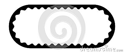 Oval rectangle frame with wavy inner edges. Cute rectangular shape with scalloped inside borders. Empty text box, memo Vector Illustration