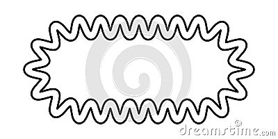 Oval rectangle with wavy edges. Rectangular shape with scalloped borders. Empty text box, tag or label template. Vector Vector Illustration