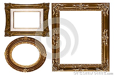 Oval and Rectangular Decorative Gold Empty Wall Pi Stock Photo