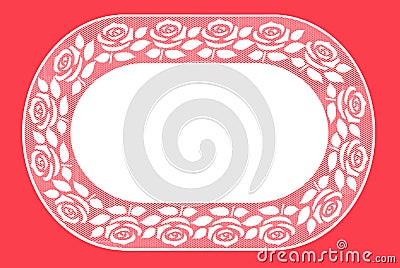 Oval rose and leaves lace place mat Stock Photo