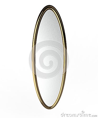 Oval shaped mirror with gold frame Stock Photo
