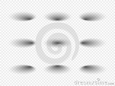 Oval shaped shadows in set Vector Illustration