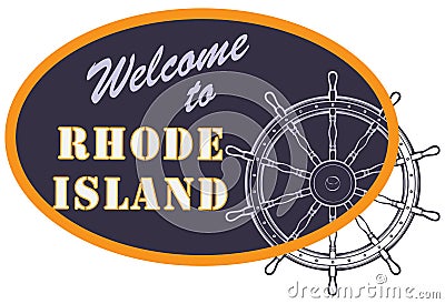 Oval sign Welcome to Rhode Island Vector Illustration