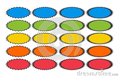 Oval starburst or sunburst badges, abstract shape background, vector illustration Vector Illustration