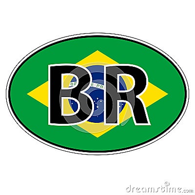 Oval sticker flag of Brazil, ISO Code BR state Brazil Vector Illustration