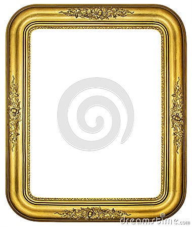 Oval Vintage gilded wooden Frame Isolated on white Stock Photo