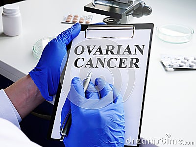 Ovarian cancer diagnosis in the doctor hands Stock Photo