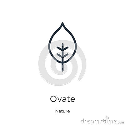 Ovate icon. Thin linear ovate outline icon isolated on white background from nature collection. Line vector ovate sign, symbol for Vector Illustration