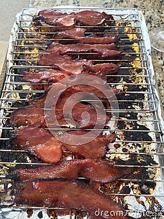 Oven Baked bacon Stock Photo