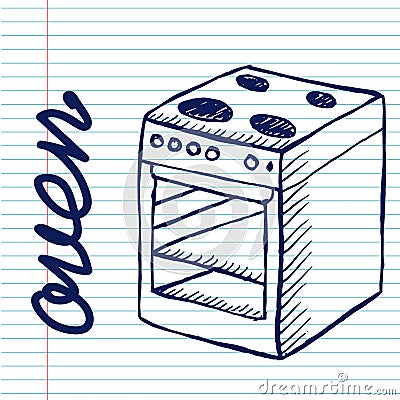 Oven on copybook. Vector Illustration