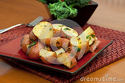 Oven Roasted Potatoes Stock Photo