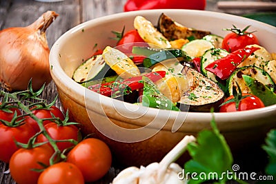 Oven Roasted Vegetables Stock Photo