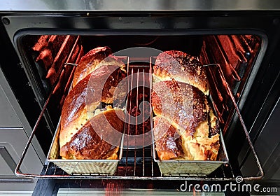 Oven sweet bread traditional cake dairy cozonac Stock Photo