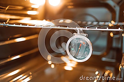 Oven temperature for cooking in a new gas oven Stock Photo
