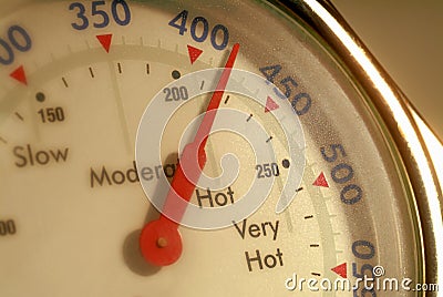 Oven temperature guage Stock Photo