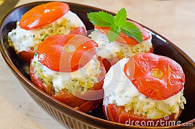 Oven tomato stuffed with mince meat Stock Photo