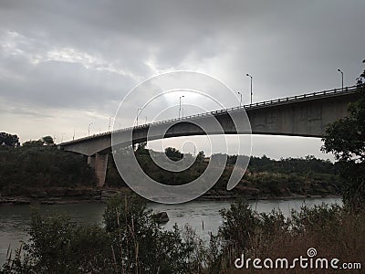 an over bridge over river Chenab at Ambaran near Akhnoor Stock Photo