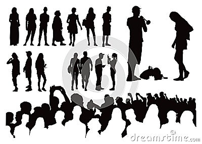 Over fifty silhouettes Vector Illustration