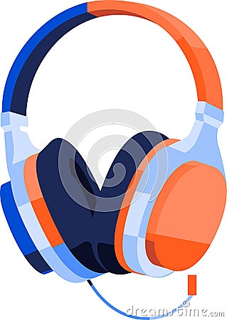 over the head headphones in UX UI flat style Vector Illustration