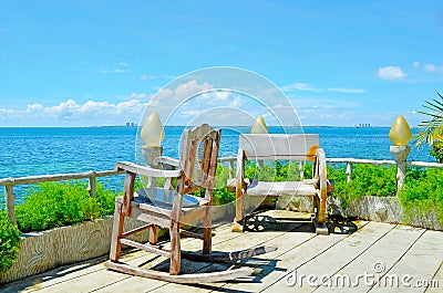 Over looking terrace with garden. Stock Photo