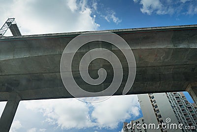 Over pass cross road structure architecture under view up to air Stock Photo
