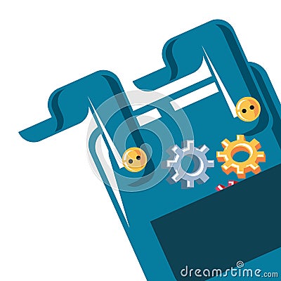 overall uniform with gears pinions Cartoon Illustration