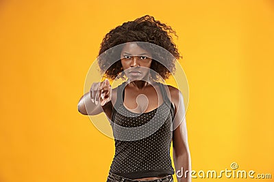 The overbearing business woman point you and want you, half length closeup portrait Stock Photo