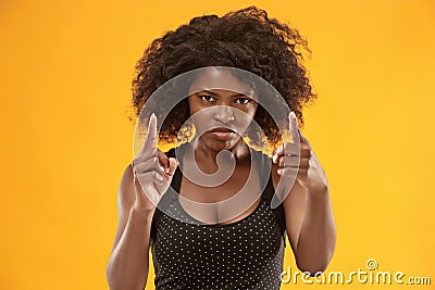 The overbearing business woman point you and want you, half length closeup portrait Stock Photo