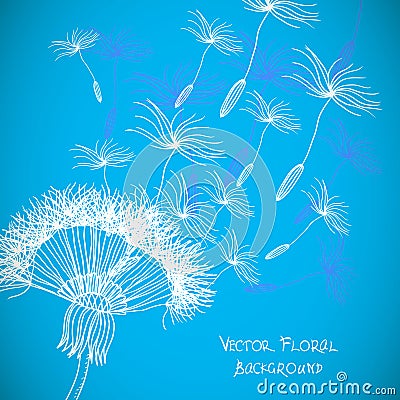 Overblown dandelion background Vector Illustration