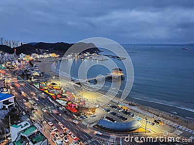 Overcast afternoon at Yeongildae Beach in Pohang South Korea Editorial Stock Photo