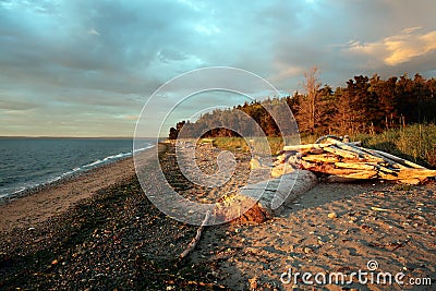 Overcast Evening at the Beach Stock Photo