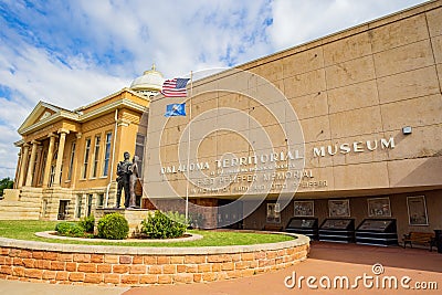 Overcast view of The Carnegie Library and Oklahoma Territorial Museum Editorial Stock Photo