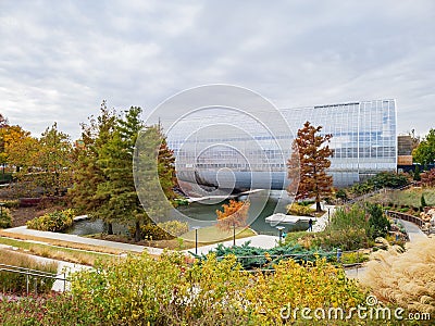 Overcast view of the garden of Myriad Botanical Gardens Editorial Stock Photo