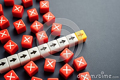 Overcome difficulties. Go through a dangerous stage. Don't deviate from the intended course. Pass the test. Purposefulness and Stock Photo