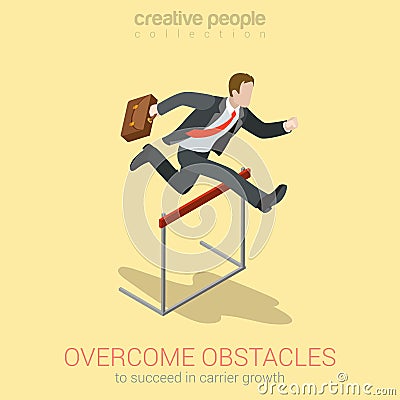 Overcome obstacle crisis concept flat 3d web isometric Stock Photo