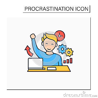 Overcome procrastination color icon Vector Illustration